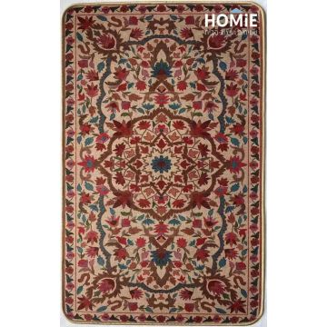 שטיח גומי וינטג' פרחוני דגם קוויבק 02, מוצג במלואו, עם מדליון ומנדלה צבעונית בסגנון רטרו מודרני