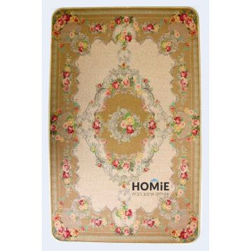 שטיח גומי למטבח וינטג' פרחוני צבעוני מדליון דגם קוויבק 01. השטיח היוקרתי מתאים גם לאמבטיה ושאר הבית.