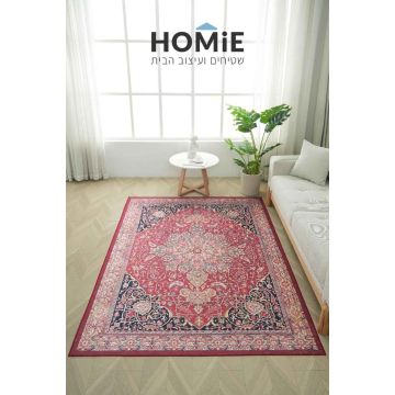 שטיח דגם קליסטו בשלמותו על רצפת פרקט בסלון לצד הספה