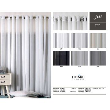 וילון קרפ וואל שקוף דגם ג'ס בסגנון כפרי-מודרני, משתלב בעיצוב הסלון

