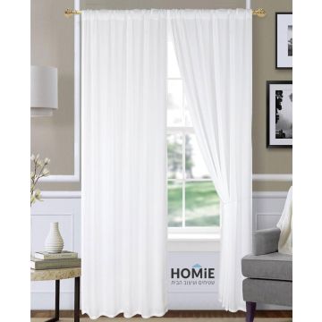 וילון קרפ עבה חצי שקוף דגם נטליה – מוצג בשלמותו, כולל סרט כיווץ ועיצוב כפרי יוקרתי.