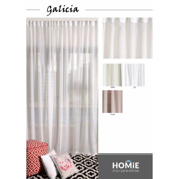 וילון קרפ השחלה וואל כפרי איכותי לסלון, לחדר שינה ולשאר חלל הבית דגם גליסיה. 