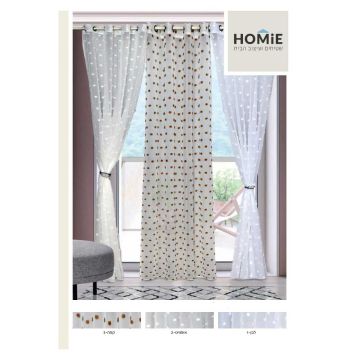 וילון מודרני דמוי פשתן חצי אטום מעוצב תבליטים לסלון ושאר הבית.