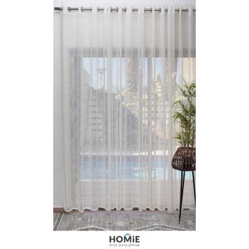 וילון רשת חצי שקוף לסלון ושאר חלל הבית דגם קמרון. הוילון המודרני היוקרתי מתאים גם לחדר שינה, חדר ילדים, חדר אורחים, פינת משחקים, פינת ישיבה, פינת אוכל, מטבח, חדר עבודה, משרד, בית ספר וגן ילדים. 