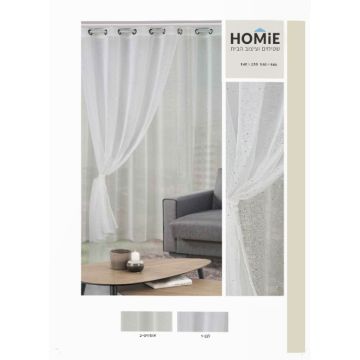 וילון דמוי פשתן פייטים מנצנצים חצי שקוף לסלון דגם שיין. הוילון הכפרי יתאים לחדר שינה, חדר ילדים ופינת אוכל.