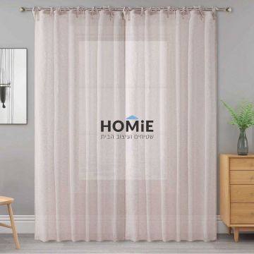 וילון לולאות בד פשתן חצי אטום צבע אבן לסלון ושאר חללי הבית דגם בנפיקה 04. 