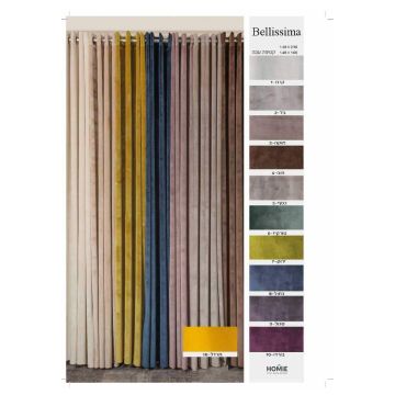 וילון סלון קטיפה יוקרתי דגם בליסימה, תלוי על מוט, מוצג במגוון צבעים, עם ברק מהמם ומראה עבה ואלגנטי