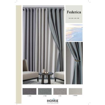 וילון אטום האפלה הצללה (סאן בלוק) מודרני לסלון ושאר חלל הבית דגם פדריקה. הוילון היוקרתי והמהודר יתאים גם לחללים נוספים כגון חדר שינה, חדר ילדים, חדר אורחים, פינת ישיבה, פינת אוכל, מטבח, חדר עבודה, משרד, גן ילדים, בית ספר ואולם אירועים. הוילון עשוי בד נשפך