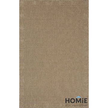 שטיח מודרני-כפרי חום דגם לורנס עם מסגרת דמוי חבל, מוצג בשלמותו על רקע נטרלי