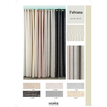 וילון דמוי פשתן מודרני כפרי מבריק חצי אטום לסלון ושאר חלל הבית דגם פביאנה. הוילון היוקרתי בסגנון הכפרי מגיע במבנה עדין ואלגנטי ומשלב בתוכו חוטי לורקס מבריקים ואיכותיים. 