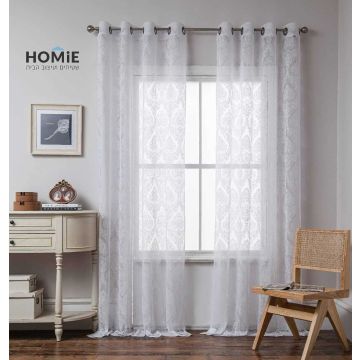 וילון וינטג' קלאסי ג'קארד רקמה שקוף לסלון ושאר חלל הבית דגם תרזה. 