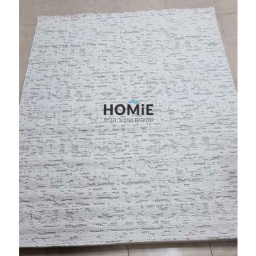 שטיח בוהו כפרי אבסטרקטי מודרני לולאות לבן דגם שוודיה 15. השטיח מתאים לסלון ושאר הבית.