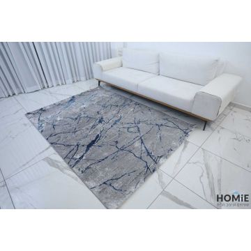 שטיח אבסטרקטי מודרני שיש אפור כחול דגם לורן 02. השטיח היוקרתי ישתלב בסלון, חדר שינה, חדר ילדים ותינוקות, מסדרון, חדר משפחה ואורחים, חלל הכניסה לבית, פינת אוכל, מטבח, חדר עבודה ומשרד.