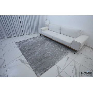 שטיח אבסטרקטי מודרני שיש אפור דגם לורן 03. השטיח היוקרתי ישתלב בסלון, חדר שינה ועוד.