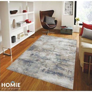 שטיח אבסטרקטי מודרני אפור בז' כחול דגם ונוס 19. השטיח האיכותי מתאים לסלון, חדר שינה, חדר ילדים ותינוקות, מסדרון, חדר אורחים, חדר משחקים, פינת ישיבה, פינת אוכל, מטבח, חדר עבודה ומשרד. 