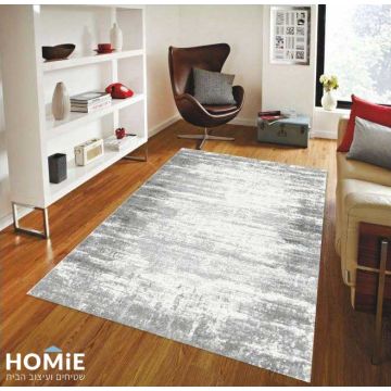 שטיח אבסטרקטי מודרני אפור שמנת דגם ונוס 18. השטיח האיכותי מתאים לסלון, חדר שינה, חדר ילדים ותינוקות, מסדרון, חדר אורחים, חדר משחקים, פינת ישיבה, פינת אוכל, מטבח, חדר עבודה ומשרד. 