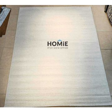 שטיח לסלון כפרי מודרני לבן חלק לולאות דגם שוודיה 07. 