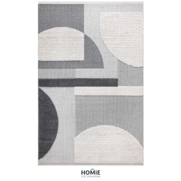 שטיח כותנה מודרני צורות גיאומטריות אפור שמנת דגם מתאו 01. השטיח הנפלא בסגנון הכפרי מתאים לסלון, חדר שינה, חדר ילדים/תינוקות, פינת משחקים, חדר אורחים, אמבטיה, מסדרון, פינת אוכל, מטבח, חדר עבודה ומשרד. 