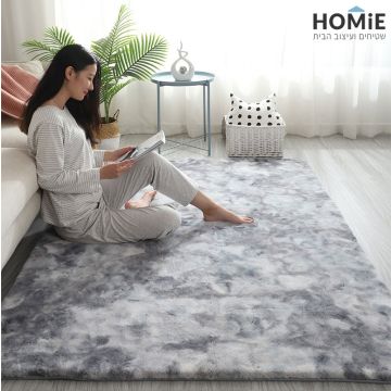 שטיח פרווה כפרי מודרני מפנק דגם פיור בצבע מולטי אפור. 