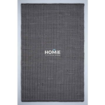 שטיח כפרי מודרני ארוג/קלוע כותנה עבודת יד אפור כהה דגם סטוקהולם 02. 