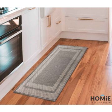 שטיח מודרני למטבח ג'קארד אפור דגם אלפונסו 01. השטיח היוקרתי בסגנון הכפרי יתאים גם לחללים נוספים בבית (חדר שינה, אמבטיה) ומחוצה לו (משרד, אולם אירועים). 