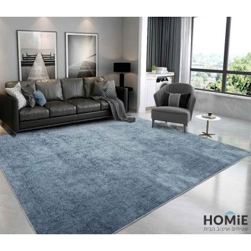 שטיח חלק מודרני צבע כחול דגם פיטר 04. יתאים לסלון ושאר החללים.