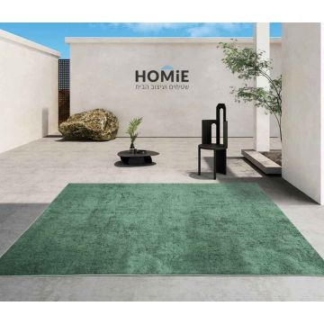 שטיח חלק מודרני ירוק דגם פיטר 05 לסלון ושאר חלל הבית. 