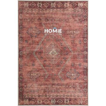 שטיח סלון וינטג' שבטי מודרני אנטוניו 14 בצבע טרקוטה, מראה את השטיח בשלמותו