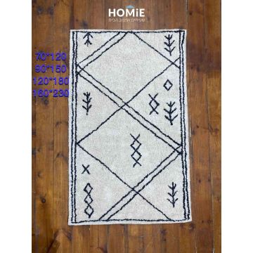 שטיח ברבר מרוקאי גיאומטרי מעויינים מודרני יוקרתי דגם לפלנד 110 בצבע אוף וויט שחור עשוי 100% כותנה. שטיח הברבר השבטי הנורדי סקנדינבי מכונה גם "בני אוריין" על שם השבטים המרוקאים שייצרו אותו לראשונה. 