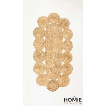 שטיח חבל טבעי אובלי עבודת יד עיטורי וינטג' דגם סאו פאולו 05. שטיח היוטה היוקרתי בסגנון הכפרי מתאים לסלון, חדר שינה, חדר ילדים ותינוקות, אמבטיה, מסדרון, פינת אוכל, מטבח, חדר עבודה, מרפסת, גינה, משרד, בית ספר, גן ילדים ואולם אירועים. 