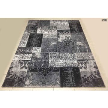 שטיח טלאים וינטג' אפור שחור דגם דונטלו 39/90