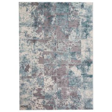 שטיח טלאים וינטג' יוקרתי לסלון, לחדר שינה, למטבח ושאר חלל הבית בצבע אפור וטורקיז דגם ג'סיקה 83/96. 