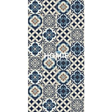 שטיח פי וי סי PVC (לינולאום) למטבח רטרו כחול דגם מנאלי 03. 