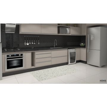 שטיח אבסטרקטי פי וי סי (PVC) שחור לבן דגם נקודות מפוזרות