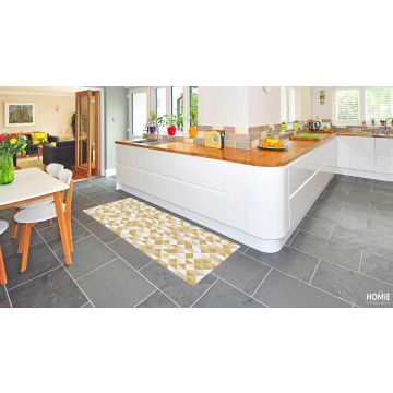 שטיח פי וי סי (PVC)  חום בז' גיאומטרי דגם משולשים מנוגדים