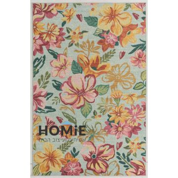 שטיח גומי למטבח דגם ארתור 12 – שטיח פרחוני צבעוני בסגנון רטרו כפרי, נראה במלואו על רקע בהיר
