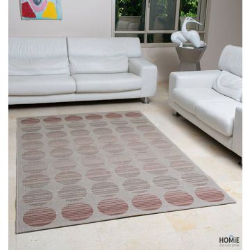 שטיח חבל גיאומטרי עיגולים אדום אפור דגם וויסטלר 36/65