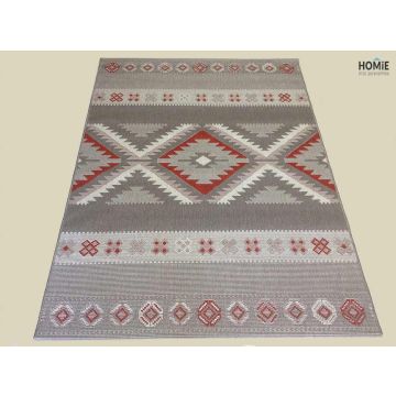 שטיח חבל גיאומטרי אתני אדום אפור דגם וויסטלר 28/75