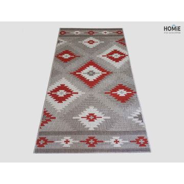 שטיח חבל גיאומטרי אתני מעויינים אפור אדום דגם וויסטלר 15/85