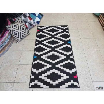 שטיח חבל גיאומטרי מעויינים שחור לבן דגם וויסטלר 18/39