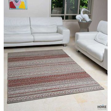 שטיח חבל גיאומטרי אפור אדום דגם וויסטלר 12/85