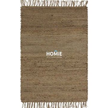 שטיח חבל (יוטה) טבעי עבודת יד פרנזים מודרני דגם טסמניה 1302 לסלון.