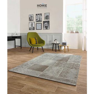 שטיח חבל טלאים איכותי לסלון, לחדר שינה, למטבח ושאר חלל הבית בצבע חום ואפור