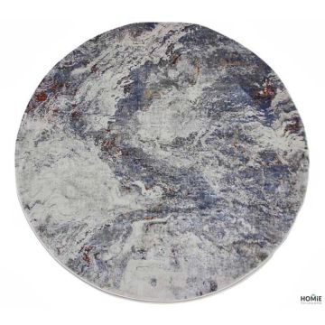 שטיח עגול אבסטרקטי יוקרתי לסלון, לחדר שינה, לחדר ילדים, למטבח ושאר חלל הבית דגם קטרינה 27B בצבע אפור, כחול, בורדו וחרדל. 