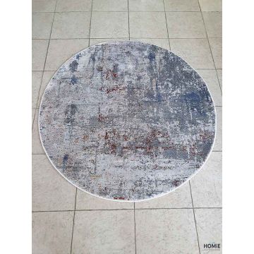 שטיח עגול אבסטרקטי יוקרתי לסלון, לחדר שינה, לחדר ילדים, למטבח ושאר חלל הבית דגם קטרינה 30B בצבע אפור, בורדו, כחול וכתום.