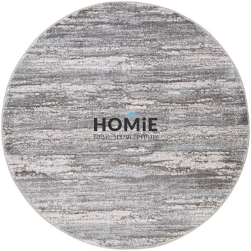 שטיח עגול אבסטרקטי מודרני אפור בהיר דגם קונור 02. השטיח מתאים לסלון ושאר הבית.