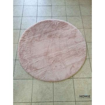 שטיח פרווה עגול ורוד עתיק דגם פיור מודרני צפוף ואיכותי לסלון, לחדר שינה, לחדר ילדים, לאמבטיה, למסדרון, למטבח, לפינת אוכל, לחדר עבודה, למשרד, לבית הספר וגן ילדים.
