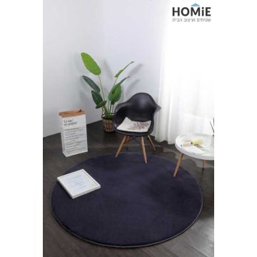 שטיח פרווה עגול מודרני שחור דגם פיור לסלון, חדר שינה, חדר ילדים, חדר משחקים, אמבטיה, מסדרון, מטבח, פינת אוכל, חדר עבודה, משרד, בית ספר, גן ילדים ואולם אירועים.