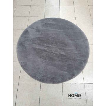 שטיח פרווה עגול אפור כהה דגם פיור מודרני צפוף ואיכותי לסלון, לחדר שינה, לחדר ילדים, לאמבטיה, למסדרון, למטבח, לפינת אוכל, לחדר עבודה, למשרד, לבית הספר וגן ילדים. 