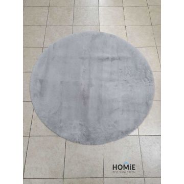 שטיח פרווה עגול אפור בהיר דגם פיור מודרני צפוף ואיכותי לסלון, לחדר שינה, לחדר ילדים, לאמבטיה, למסדרון, למטבח, לפינת אוכל, לחדר עבודה, למשרד, לבית הספר וגן ילדים. 